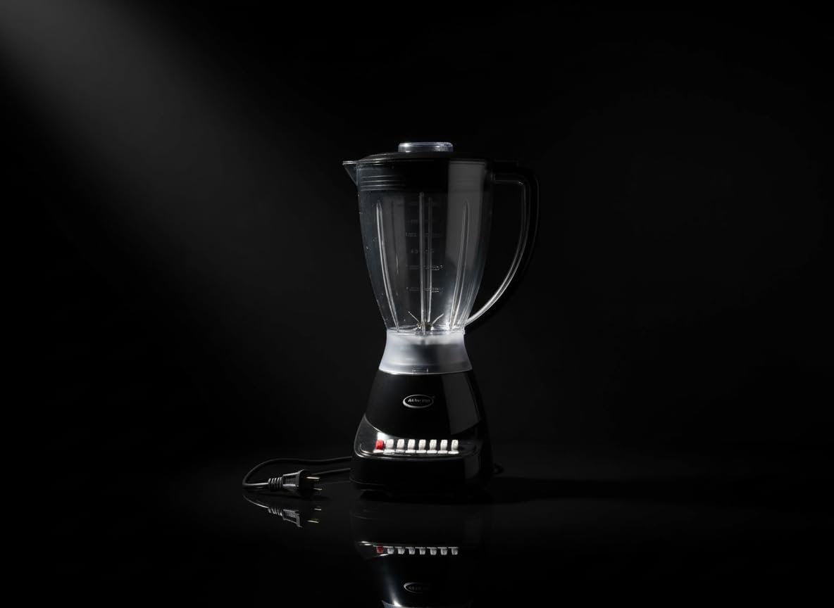 J&V TEXTILES 10 Speed Countertop Blender, Juicer & Smoothie Maker, Slim Flip & Store Design, Dishwasher Safe 51oz Capacity Pitcher & Lid, Stainless Steel Blade, 400 Watt