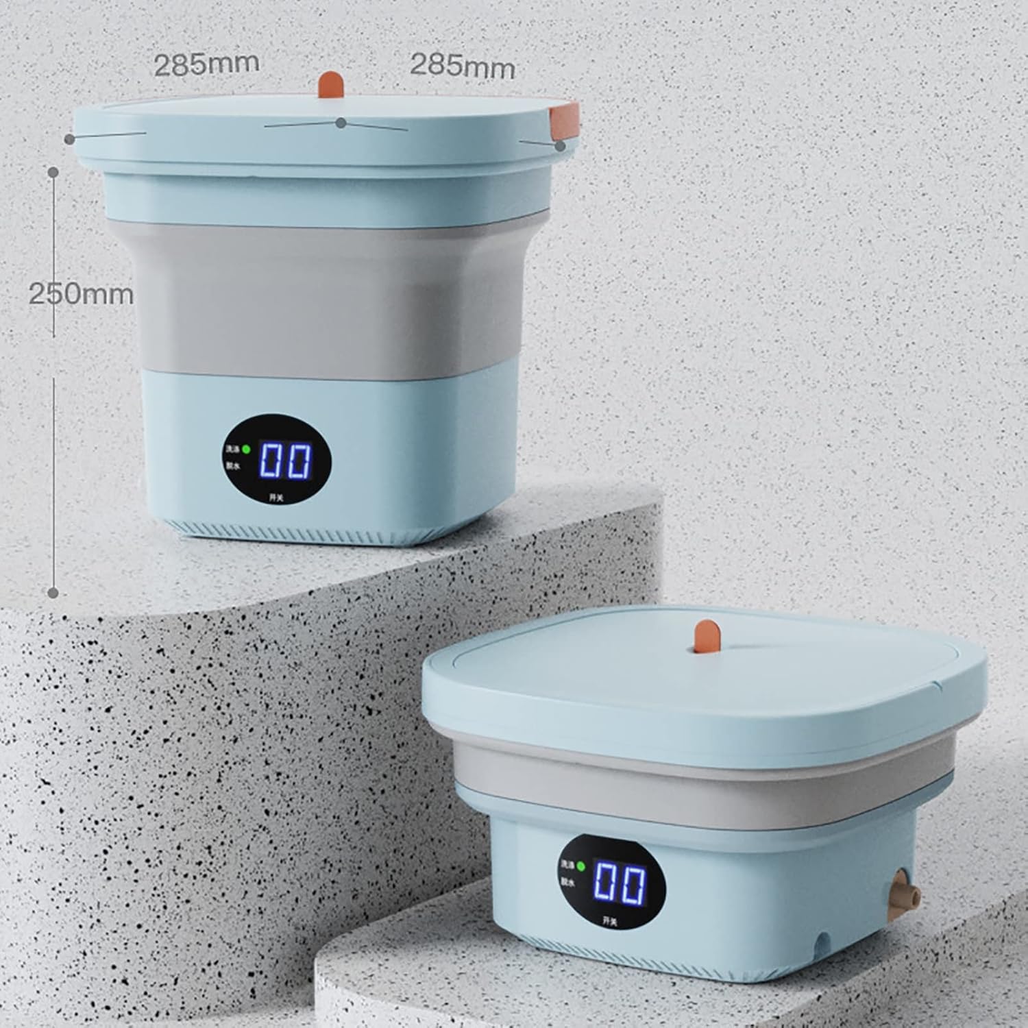 Portable Washer, Foldable, Laundry Machine, with Drainer Basket, for Apartment, Laundry, Camping, Rv, Travel, Underwear, Personal, Baby (Color : Light Green)