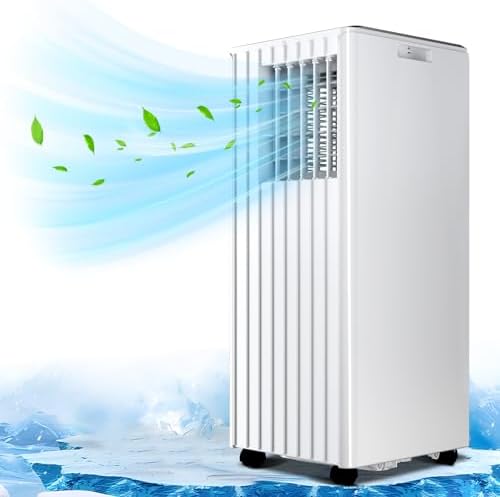 Portable Air Conditioners with Remote Control, 8000 BTU Portable Conditioner for Room, Dorm, Office with 3-IN-1 Quiet AC Unit, 2 Speeds, 24H Timer, Energy Savings, Cools Room up to 350 Sq. Ft White