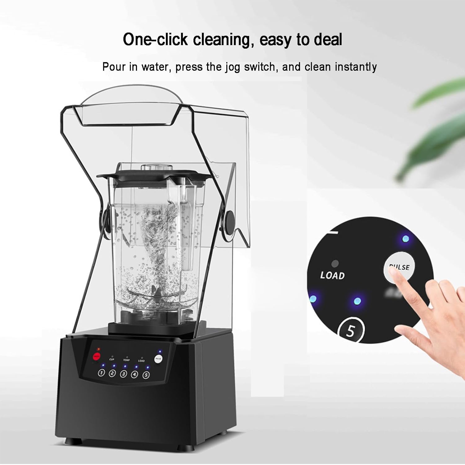 Commercial Smoothie Blender, 1.8L Professional Electric Smoothie Maker with Soundproof Cover, 2600W Countertop Blender with Smart Touch Screen, Fruit Juicer Ice Crusher, for Shakes and Smoothies