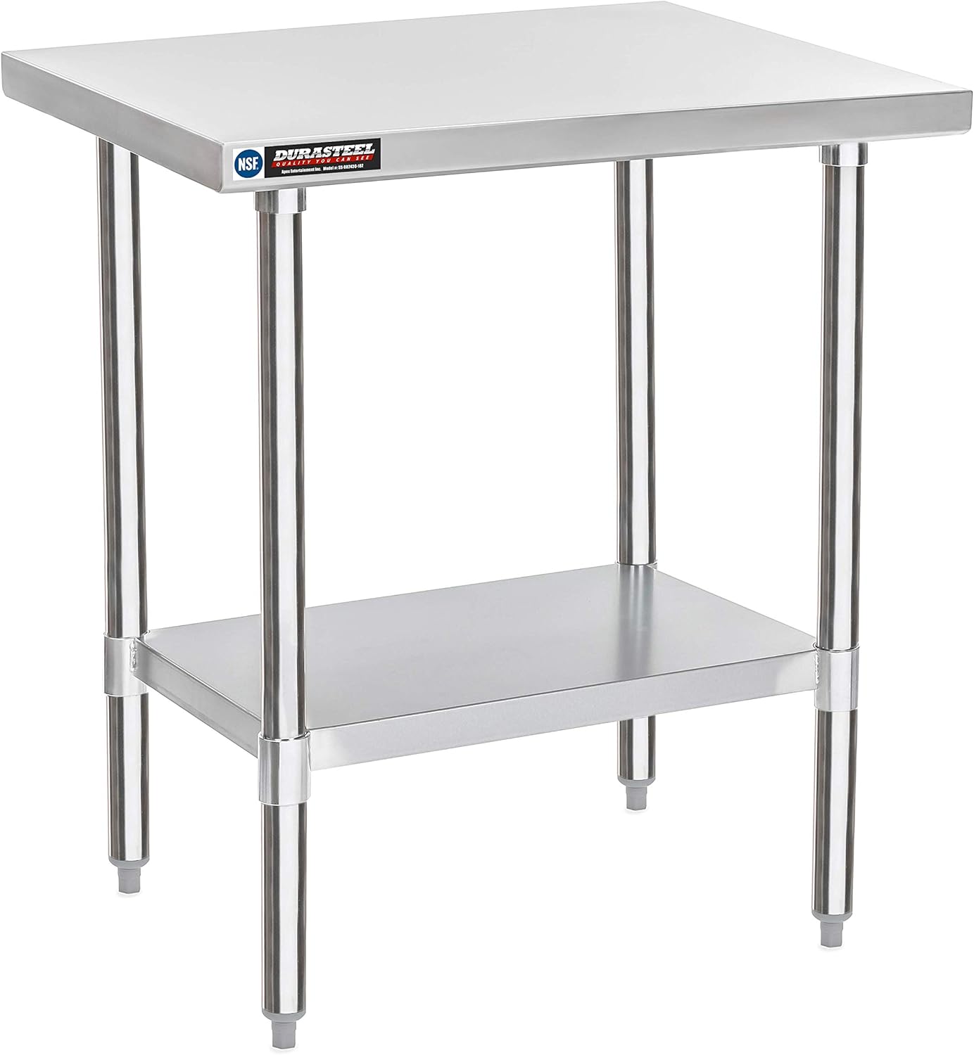 DuraSteel 24x30 Stainless Steel Work Table - NSF Commercial Prep Metal Table - Outdoor Pizza Oven Stand w/Under Shelf - Kitchen Island Laundry Utility Garage Microwave Stand Large Rolling Storage Cart