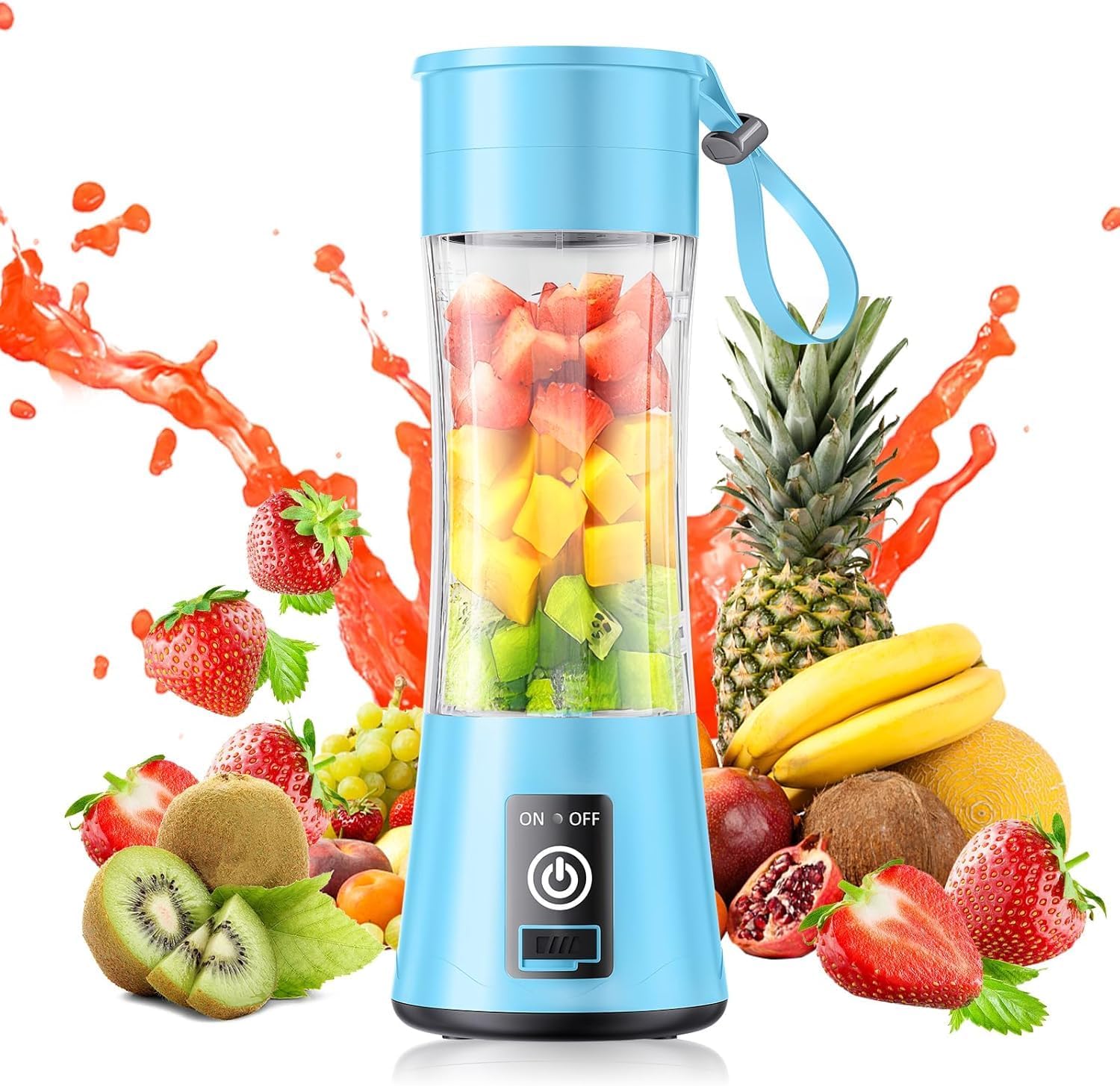 Cordless Personal Size Portable Blender - 380Ml Blender Smoothies and Shakes, BPA Free Traveling Juice Cup with Powerful Blending, Freshly Squeezed in Sports/Travel/Home