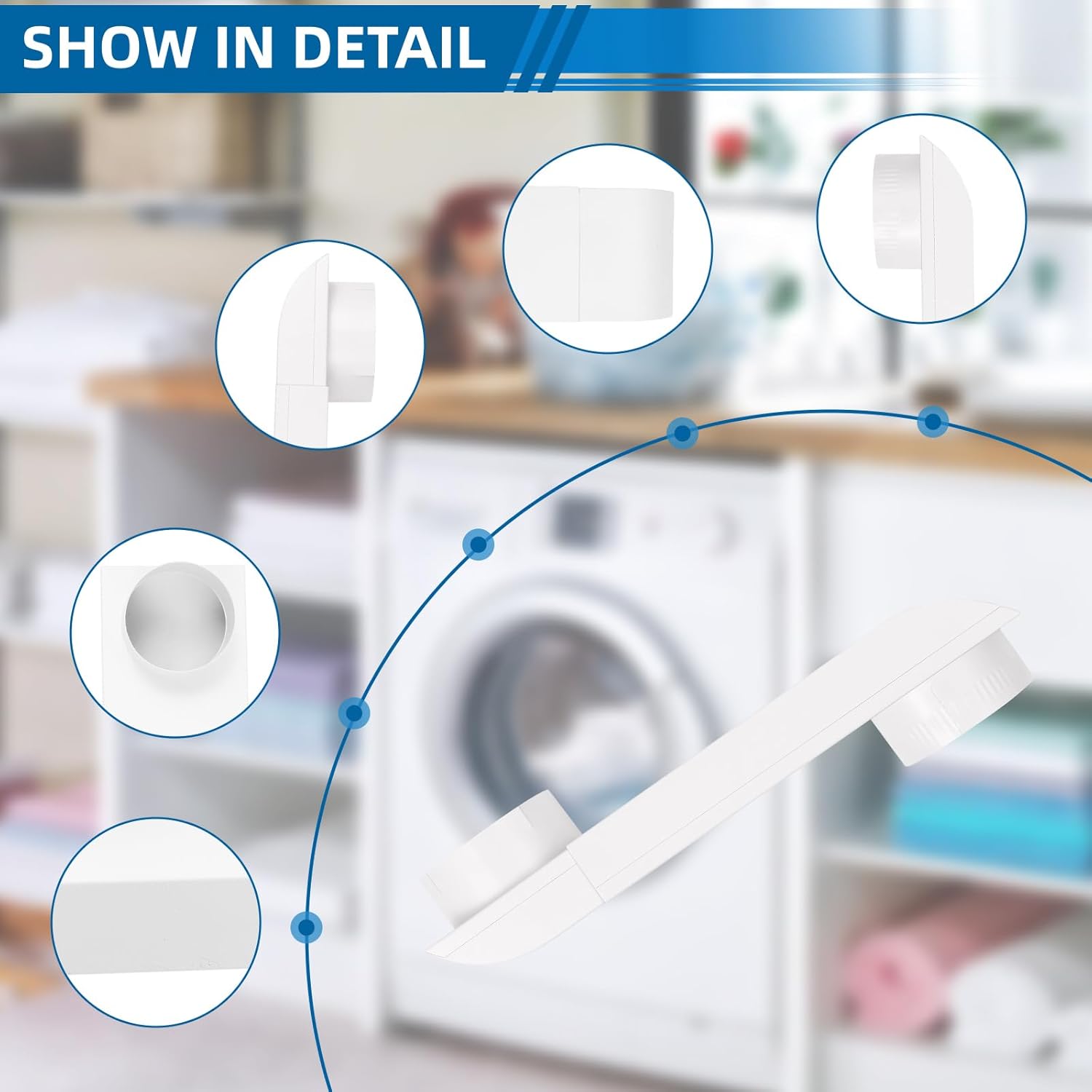 12in-19in Adjustable Periscope Dryer Vent，Telescoping Dryer Vent Kit, Upgraded 304 Stainless Steel Dryer Vent, for Tight space duct dryer vent pipe 4 Inch dryer exhaust vent (white baked paint)