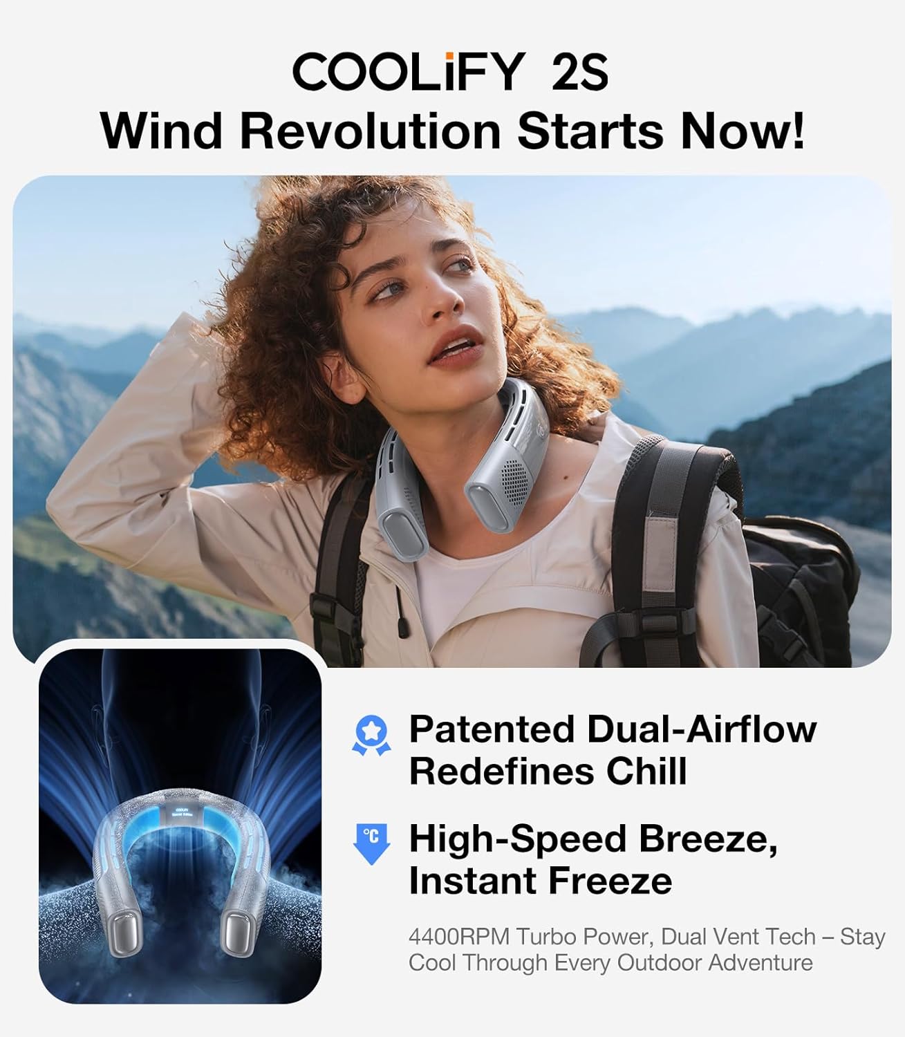 TORRAS COOLiFY 2S Neck Fan, 3 Model, 3-28H Extended Battery Life, Neck Fans that Blow Cold Air, Neck Air Conditioner, Cooling Neck Fan for Work, Hiking, Travel. Gifts for Dad Husband Father, Grey