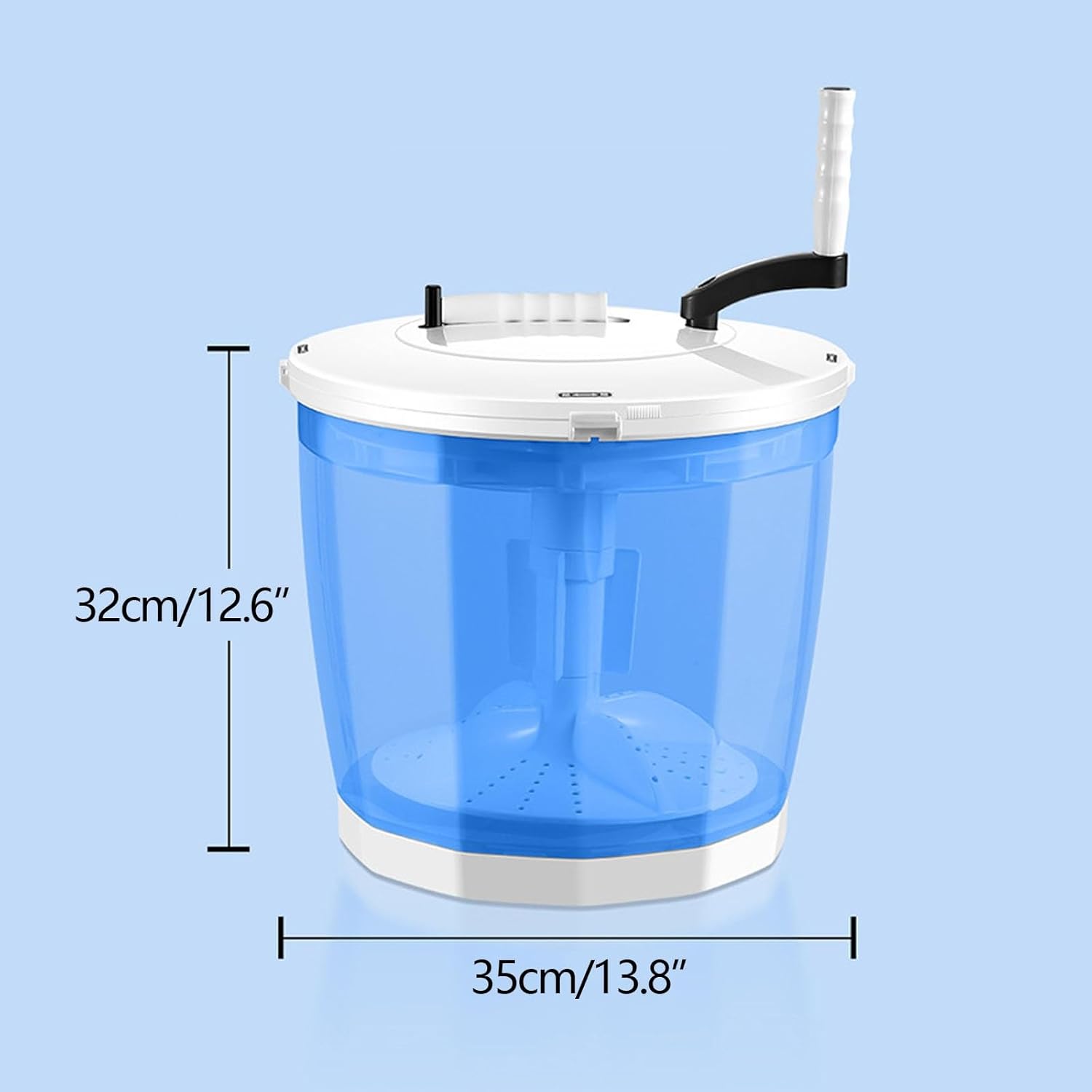 Portable Hand-cranked Manual Clothes Non-electric Washing Machine with Rotating Rocker, Mini Manual Portable Washing Dryer Machine, for Camping Apartments RV(Blue)