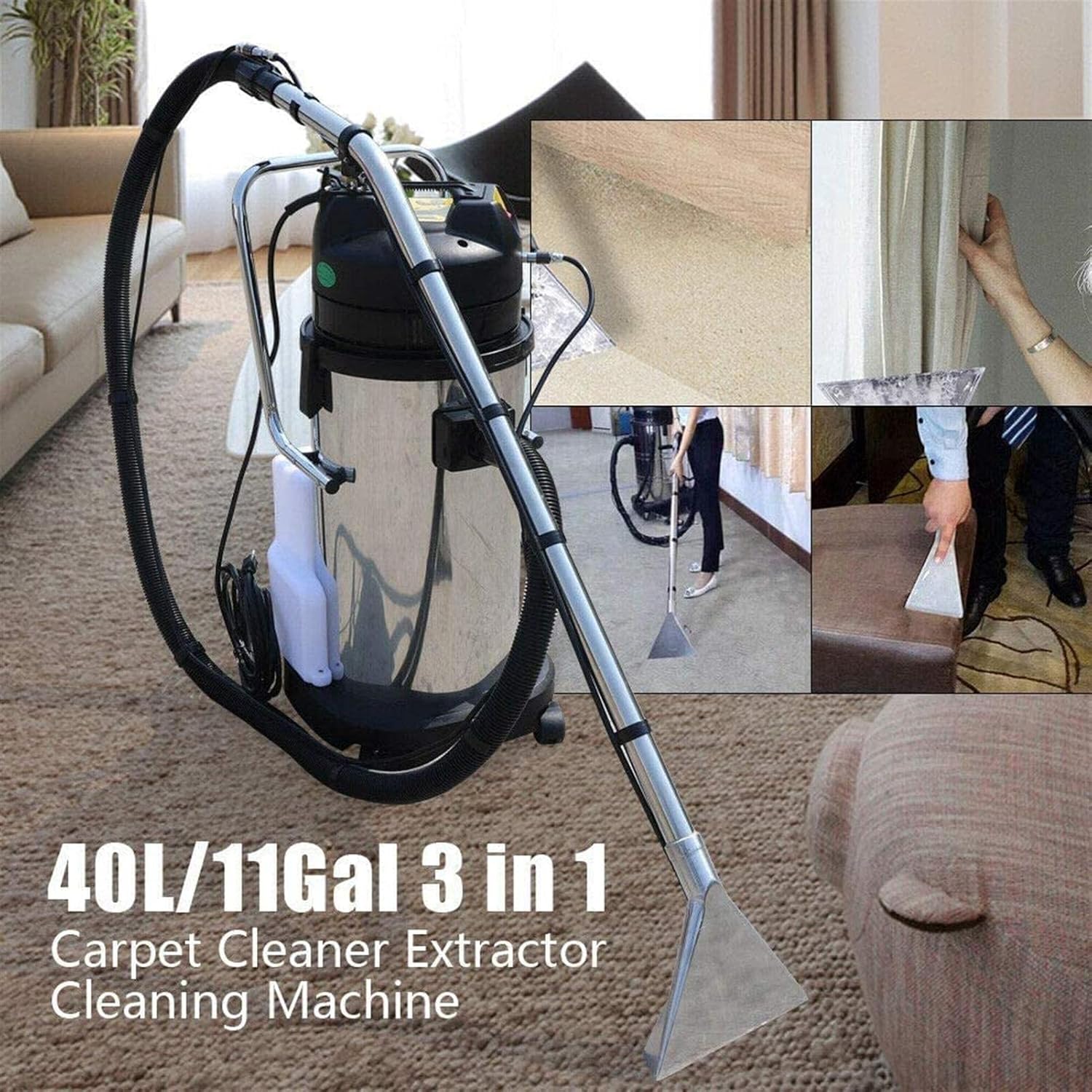 Carpet Cleaner Machine, Stainless Steel Body,with 3 in 1 Portable Extractor for Car Detailing Ultimate Cleaning Power