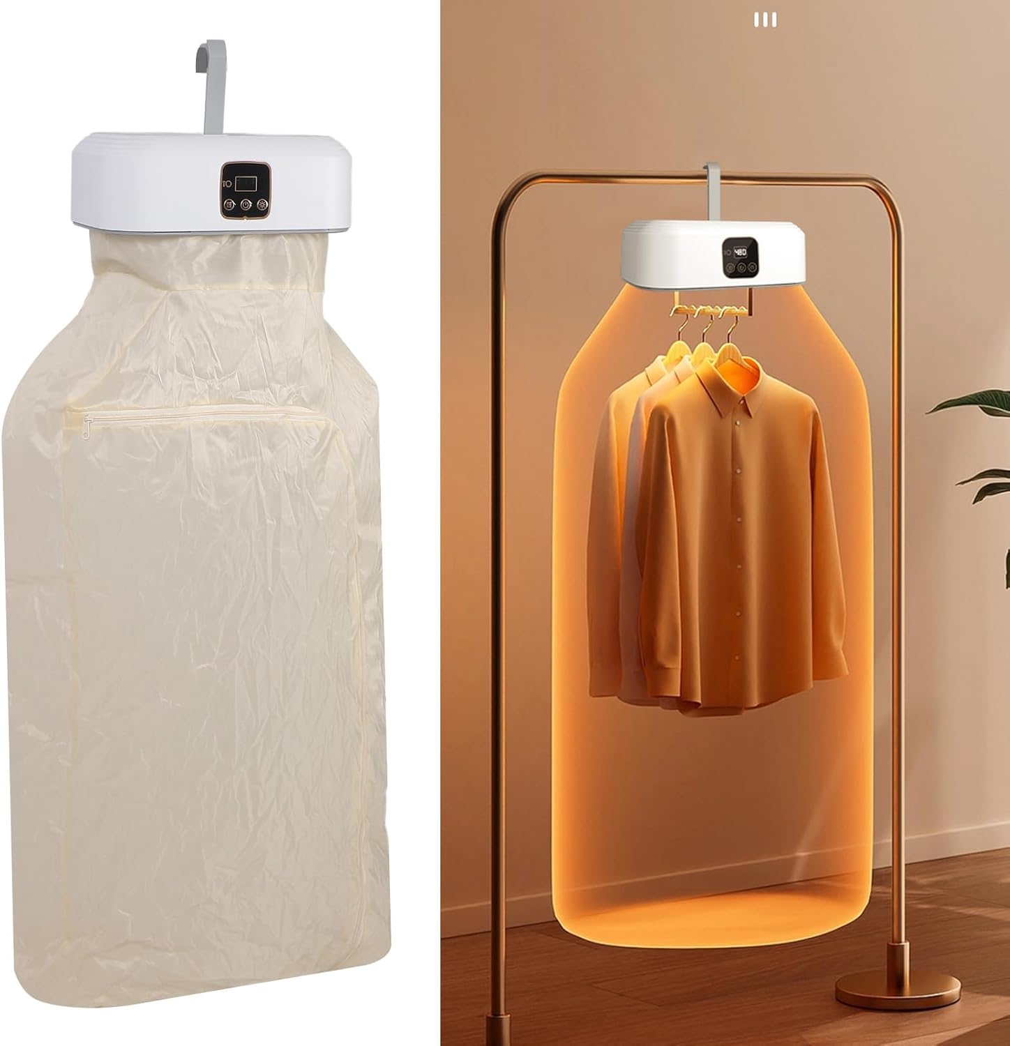 Portable Clothes Dryer, 600W Digital Display Foldable Electric Drying Machine Hanging Clothes Dryer Portable Dryer with 55-60°C Thermostatic Drying for Apartment Dorm RV Travel