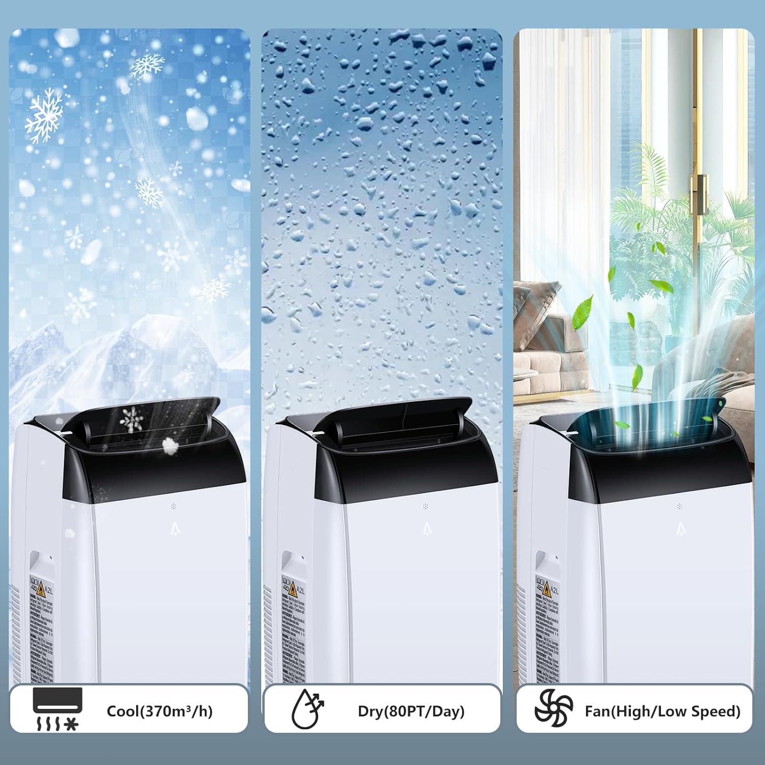 Portable Air Conditioner, 12000 BTU Air Conditioner with Remote Control,Quiet AC Unit with Cool, Dehumidifier & Fan Mode, 24 Hour Timer, Room Cooling Up to 450 sq ft