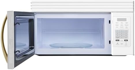 FORNO Scalo 30-Inch Over-the-Range Microwave, 1.6 cu.ft – White Finish with Antique Brass Accents – 300 CFM Ventilation, Touch Control Panel, LED Interior Lighting – FOTR3007-30WHT