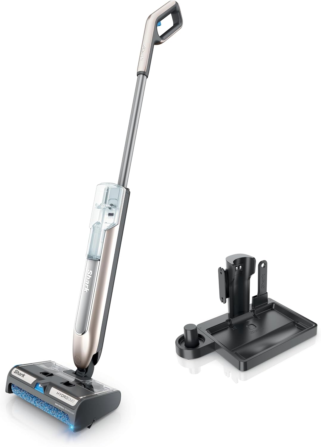 Shark WW201 HydroDuo with Dirt-Reveal Technology, Cordless, Hard Floor Cleaning System, Wet & Dry Debris Pickup, Mops & Scrubs All at Once, Hardwood, Tile, Laminate & Stone, Stone Metallic (Renewed)