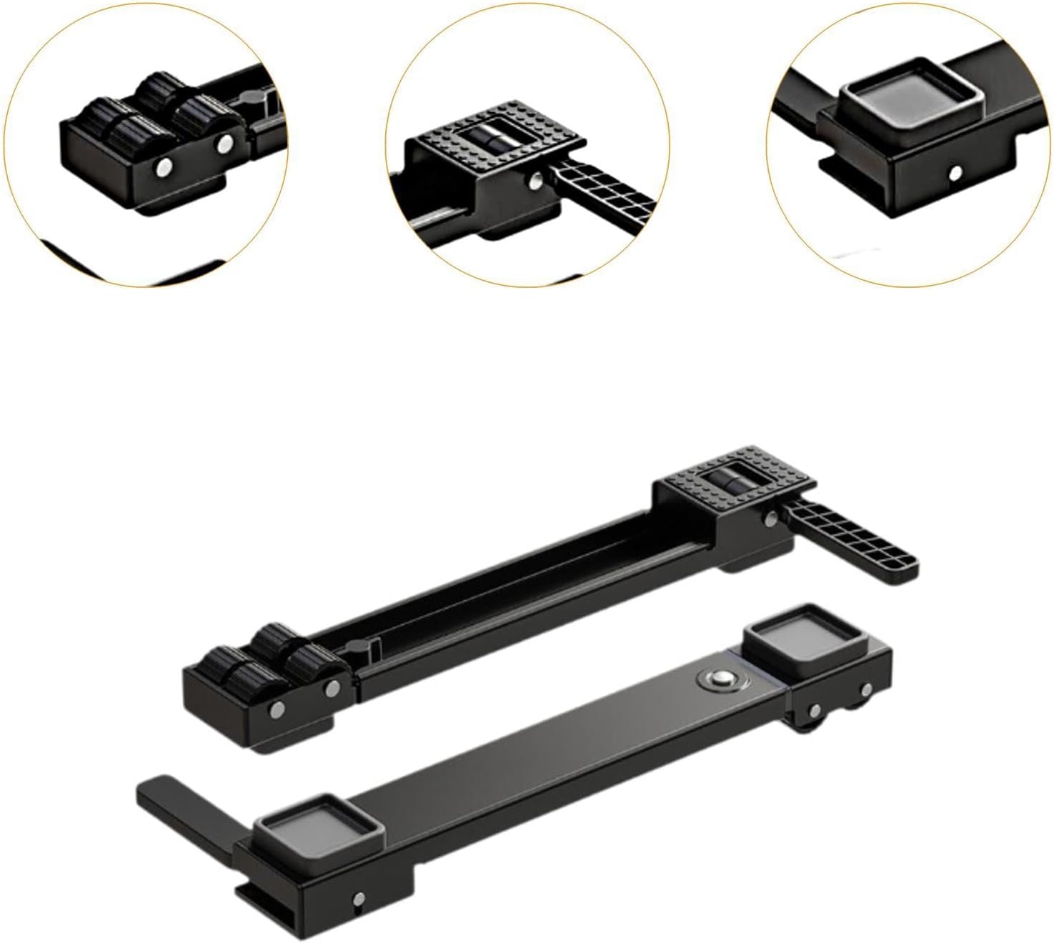 2Pcs Washing Machine Base Laundry Dryers Holder Easily Move Multifunctional Mover Tool Universal Extendable Appliance Rollers, black