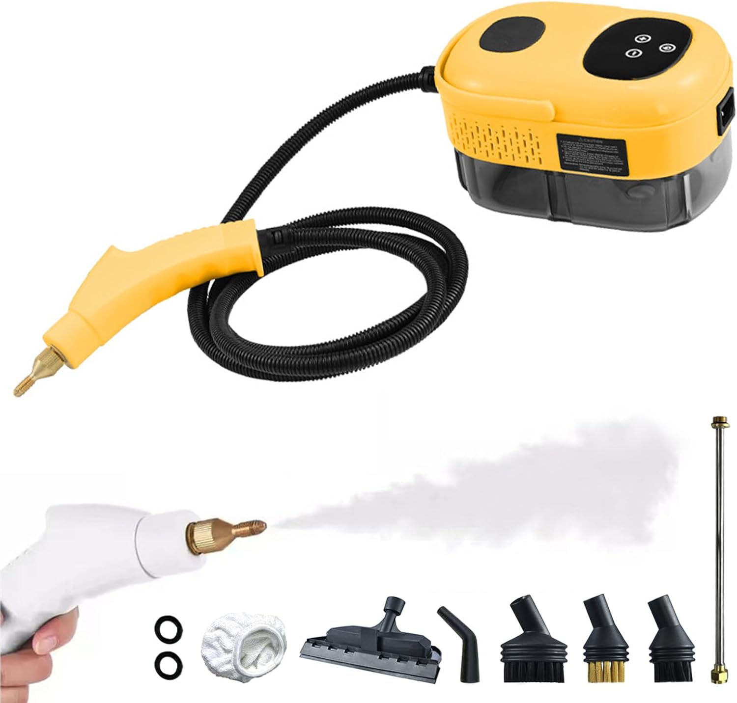 Handheld Steam Cleaner, High Temperature And High Pressure Steam Cleaning, 6 Levels Of Temperature Adjustment, 1100 Ml Large Water Tank, Multi-functional Cleaning Accessories (Yellow)