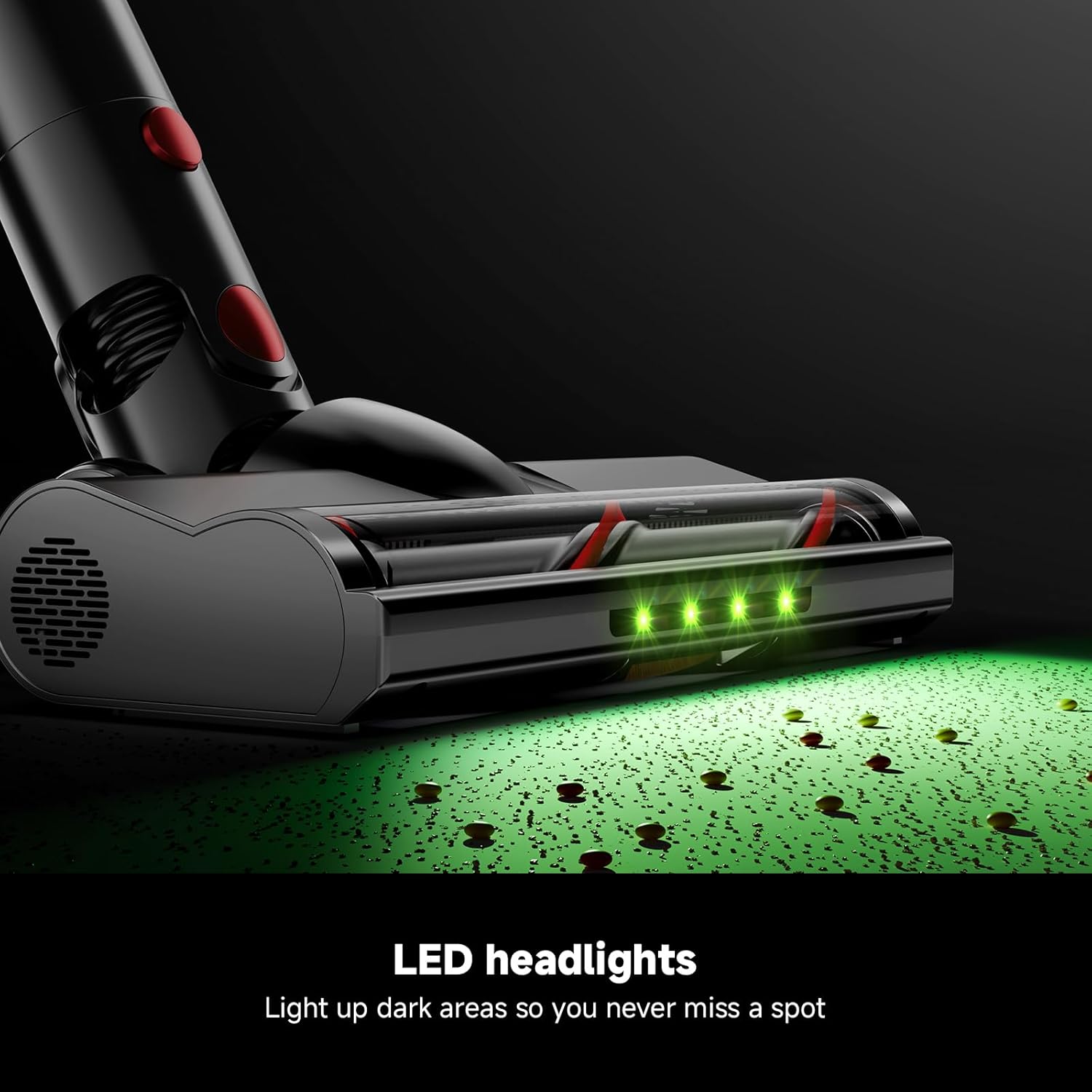 Cordless Vacuum Cleaner for Home, Powerful Stick Vacuum with Rechargeable Battery, Green Light Anti-Tangle Brush, 6-in-1 Lightweight Handheld Vacuum for Pet Hair, Hard Floor, Carpet, Red