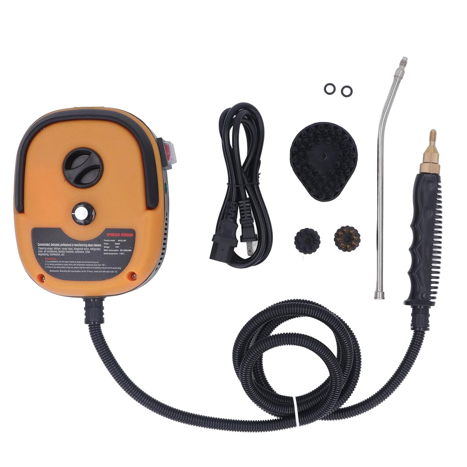 High Temperature Steam Cleaner Home Cleaning Steam Machine Metal Inner Lining 1500W with Brush Kit for Removing Dust Oil and (US Plug 110V)