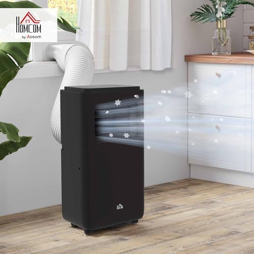 HOMCOM 8000 BTU Air Conditioner for Rooms Up to 345 Sq. Ft., 5-in-1 AC Unit with Cooling Fan, Dehumidifier, Auto, Sleep & Remote, 24H Timer On/Off, Window Installation Kit, Black