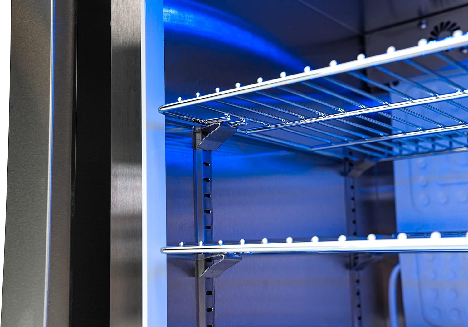 Mont Alpi MA-BEVBSS90FC Bar Series 90 Degree Corner Black Stainless Steel Double Outdoor Rated Refrigerator Wine Cooler Beverage Center Granite Countertops with Blue LED Lighting + Faucet & Sink