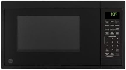 GE Countertop Microwave Oven, Compact 0.9 Cubic Ft., 900-watt Capacity, 7 Auto Cooking Settings, Child-Lock Technology, Kitchen Essentials for the Countertop, Dorm Room or Apartment, Black