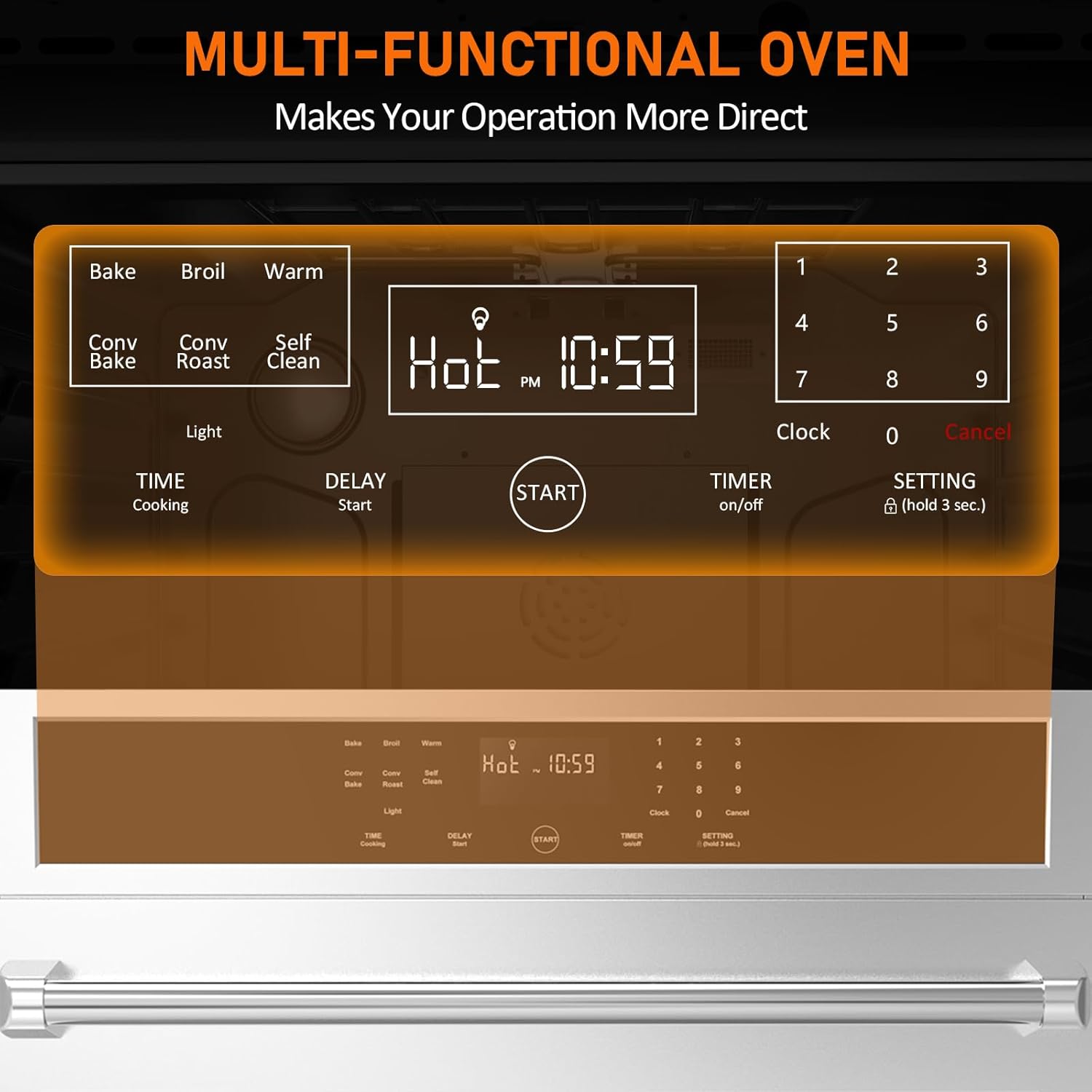 PioneerWorks Wall Oven 30 inch Single Wall Ovens Electric Built-in Convection Oven, 3800W, 4.8 Cu. Ft. Broil Bake Roast Function, LED Display, Touch Control, Safety Lock, Timer for Kitchen Cabinetry