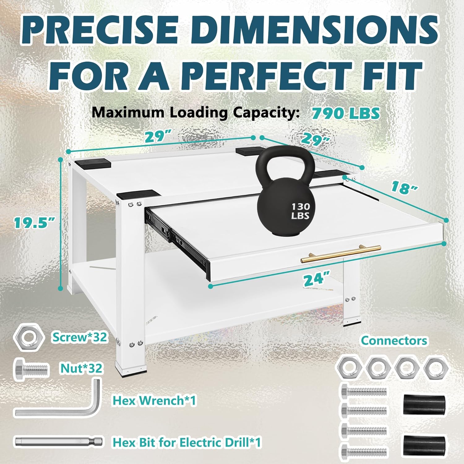 Royxen Washer and Dryer Pedestals with Drawer,29
