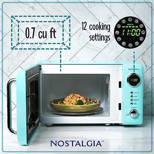 Nostalgia Retro Compact Countertop Microwave Oven - 0.7 Cu. Ft. - 700-Watts & BLACK+DECKER 12-Cup Digital Coffee Maker, CM1160B, Programmable, Washable Basket Filter