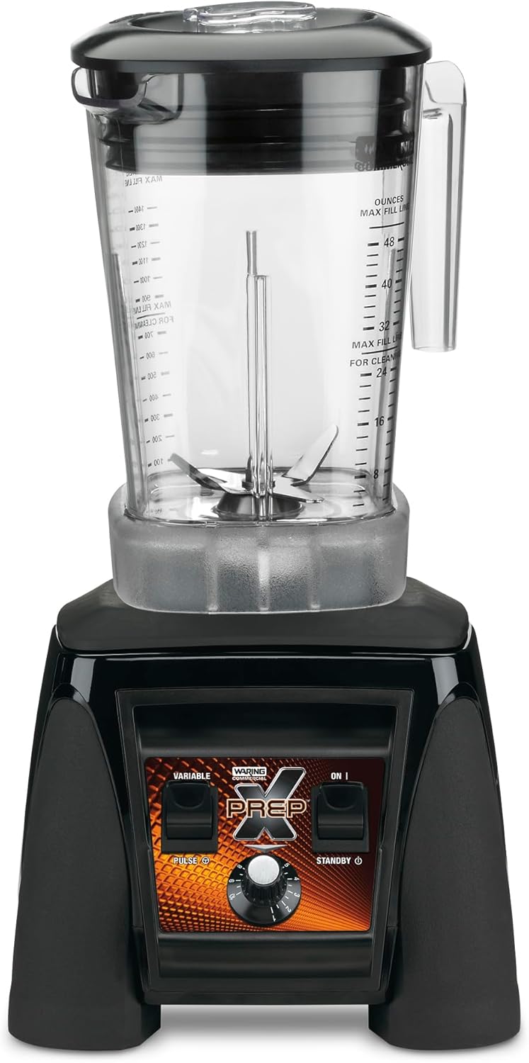 Waring Commercial MX1200XTXP 3.5 HP Blender with Variable Speed Dial Controls and 48 oz. BPA Free Copolyester Container, 120V, 5-15 Phase Plug,Black