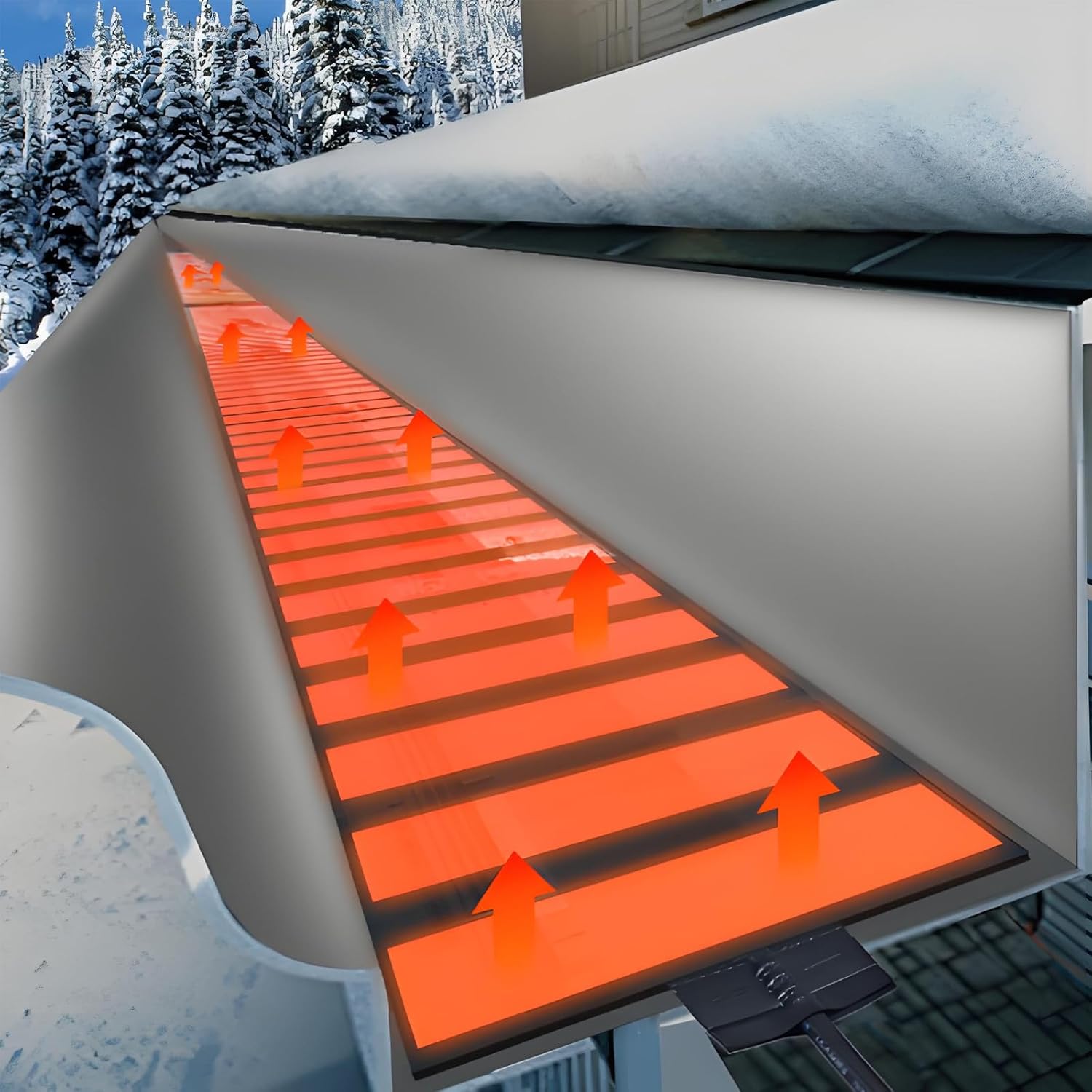 Pro Roof Gutter Heat Metal Panel for Ice Dams,Outdoor Snow Melting Heat Mats for Roof and Gutters,Solar Panel Heated Roof De-Icing Kit,Self-Regulating Heated Roof 760cm/24.9ft