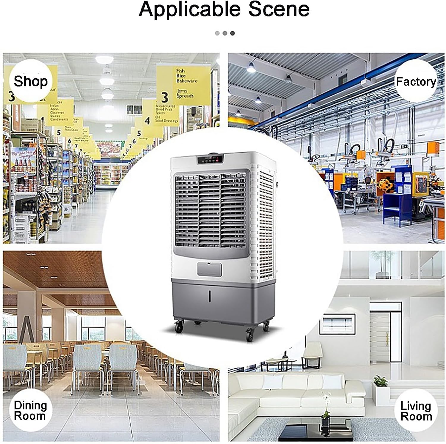 Air Coolers for Home 3 in 1 Evaporative Air Cooler, 3 Speeds Portable Room Air Conditioner, 4 Ice Crystal Boxes & 55L Water Tank, Auto Oscillation