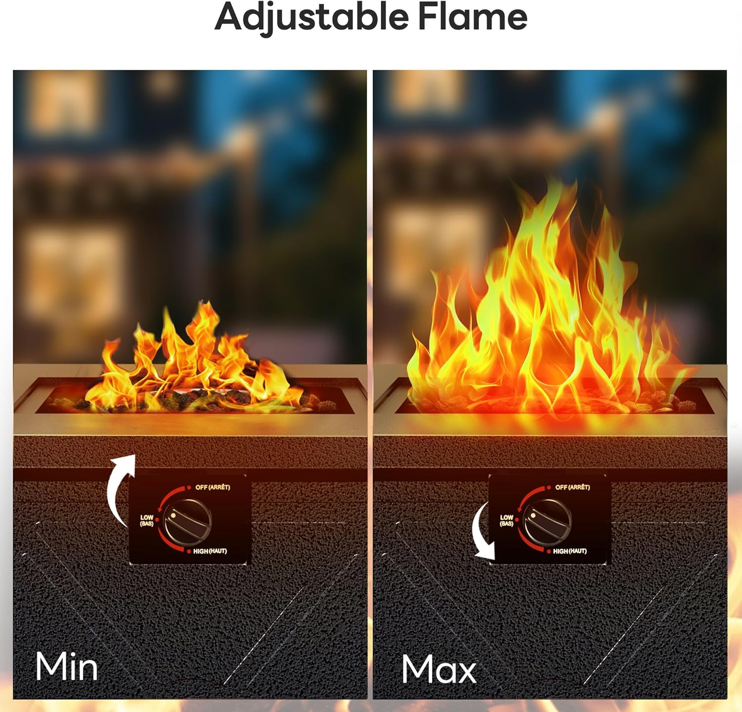 28 Inch Propane Fire Pit Table, 3-in-1 Multi-Use 50,000 BTU Square Gas Fire Pit with Lid & Lava Rock, Steel Tabletop, Adjustable Flame, for Patio, Backyard, Deck, Outdoor Gatherings