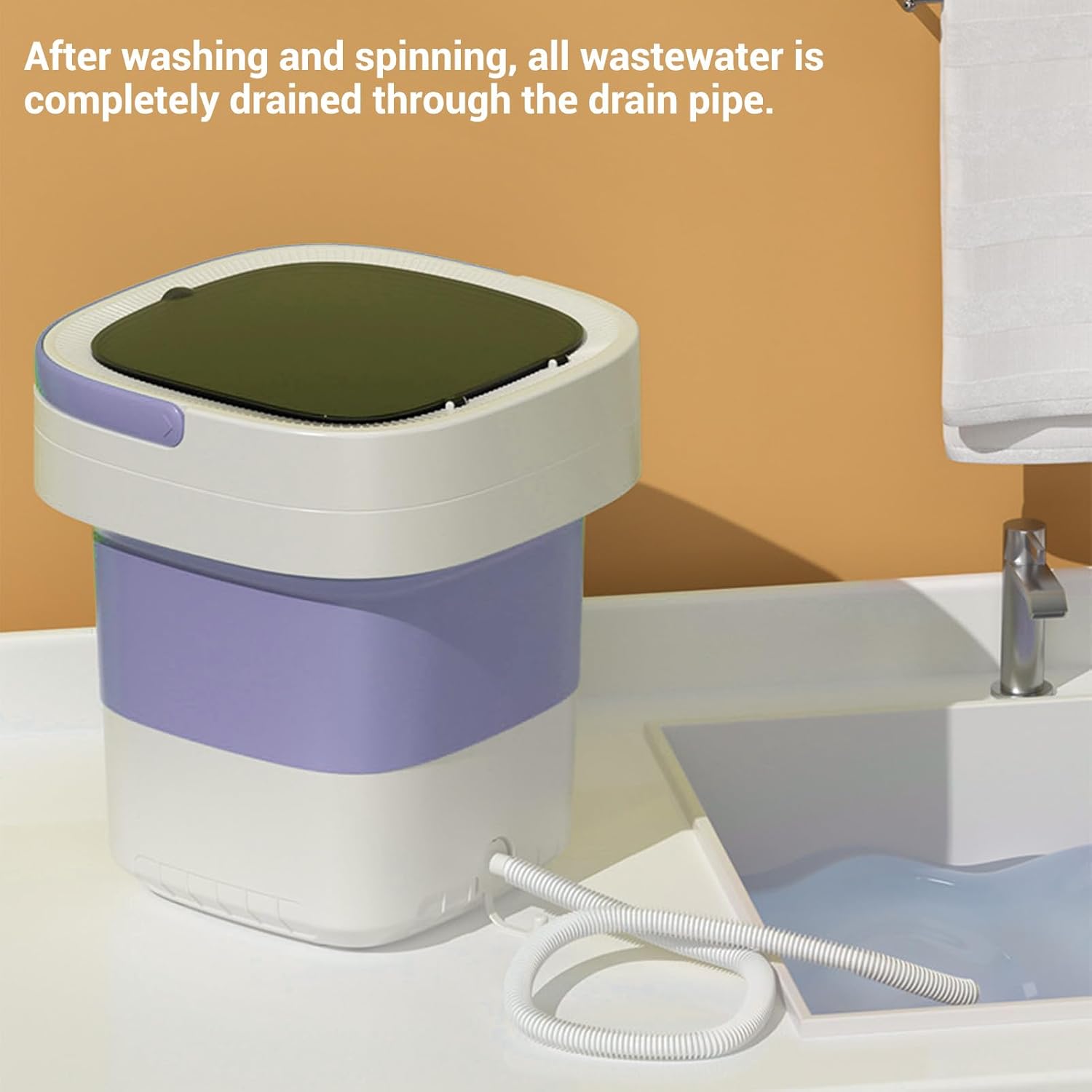 TOPINCN Portable Mini Washing Machine, Foldable Laundry Machine Small Machine for Travel Camping Dorms RVs Apartments Baby Clothes (Purple)