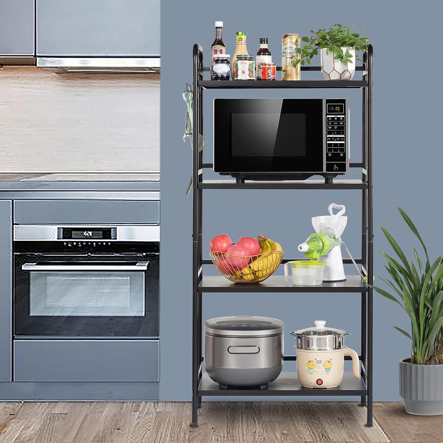 HDANI Storage Shelves, 4-Tier Metal Storage Rack with Shelf,Shelf Organizer,Garage Standing Shelving Unit for Laundry,Bathroom,Kitchen,Pantry, Closet,23.6''W X 13.8''D X 50 H'',Black