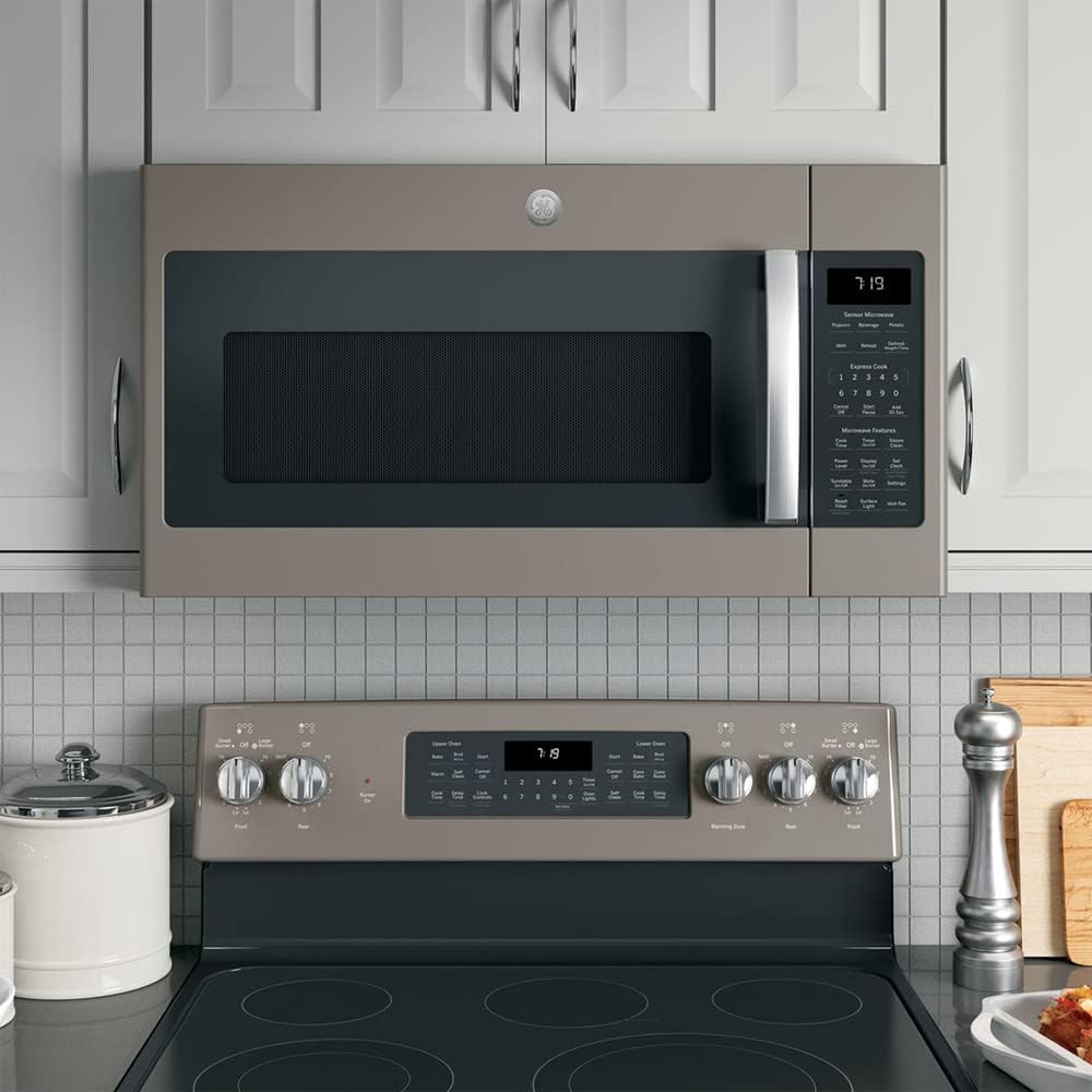 GE JVM7195EKES 1.9 Cu. Ft. Over-the-Range Sensor Microwave Oven Slate Bundle with Premium 2 YR CPS Enhanced Protection Pack