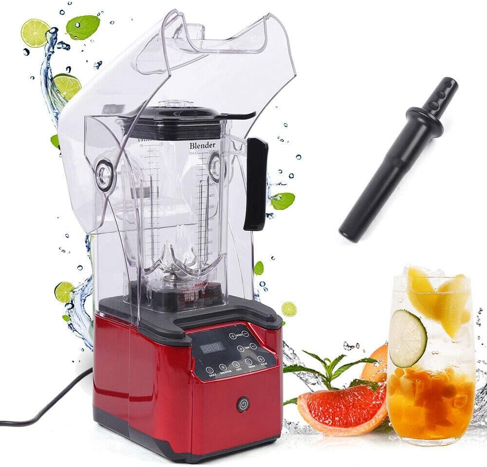 Soundproof Blender, 110V 2200W 2.2L Commercial Fruit Juice Smoothie Maker With Shield Quiet Sound Enclosure for Puree, Ice Crush, Shakes and Smoothies (2.2L,2200W)