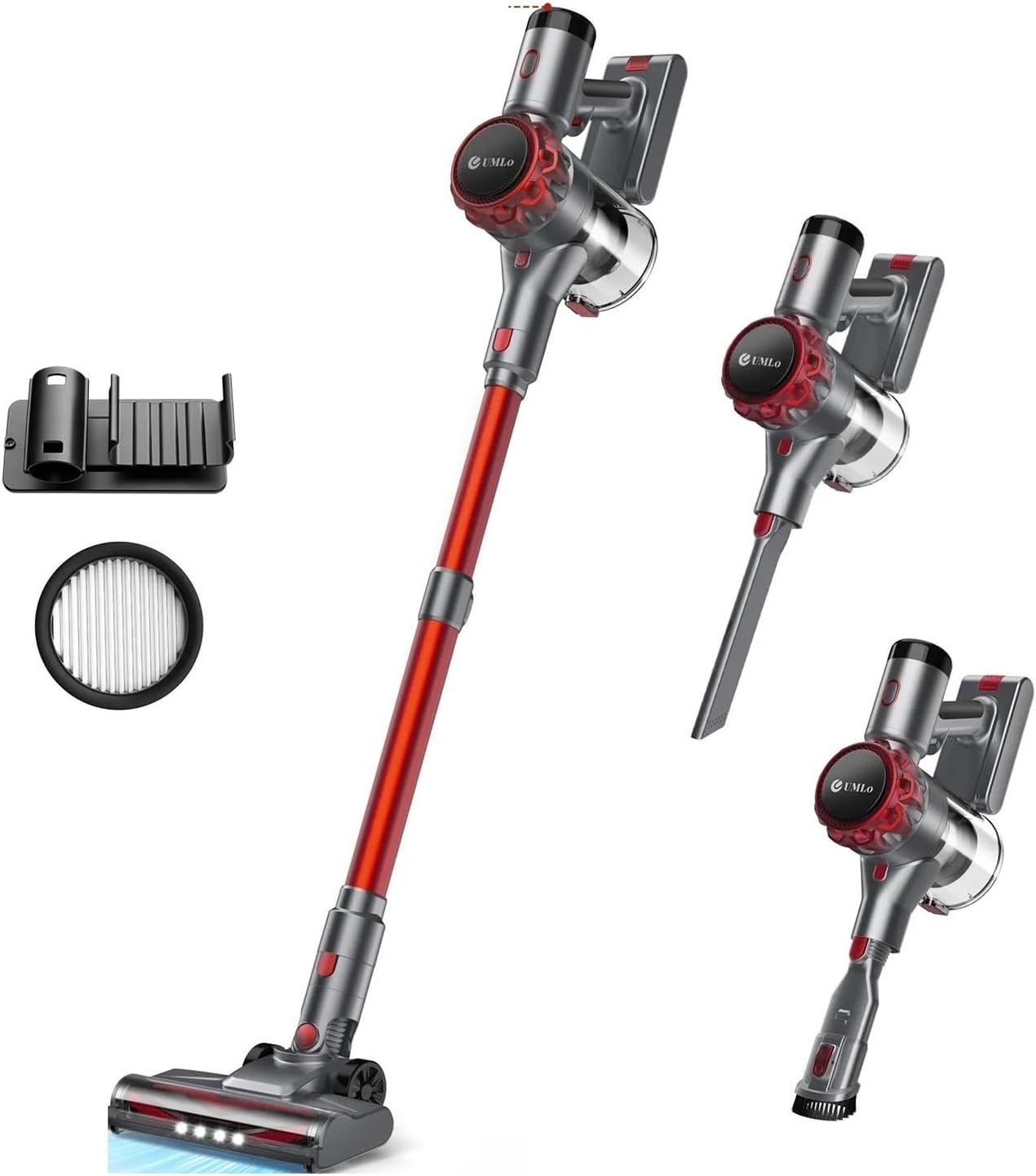 Compatible With UMLO S3P Cordless Vacuum Cleaner, 30Kpa Powerful Suction, 55Mins Running, LED Display, Handheld Stick Vacuum For Carpet Hard Floors Car Pet Hair(S3P Red)