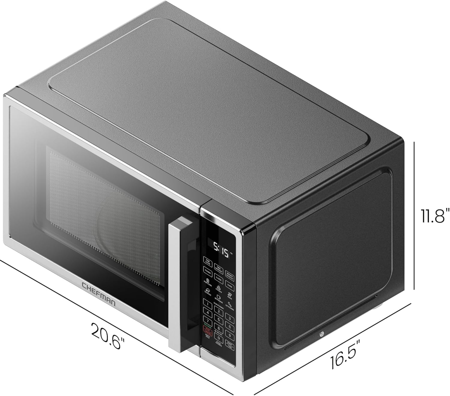 Chefman Countertop Microwave Oven 1.1 Cu. Ft. Digital Stainless Steel Microwave 1000 Watts with 6 Auto Menus, 10 Power Levels, Eco Mode, Memory, Mute Function, Child Safety Lock, Easy Clean