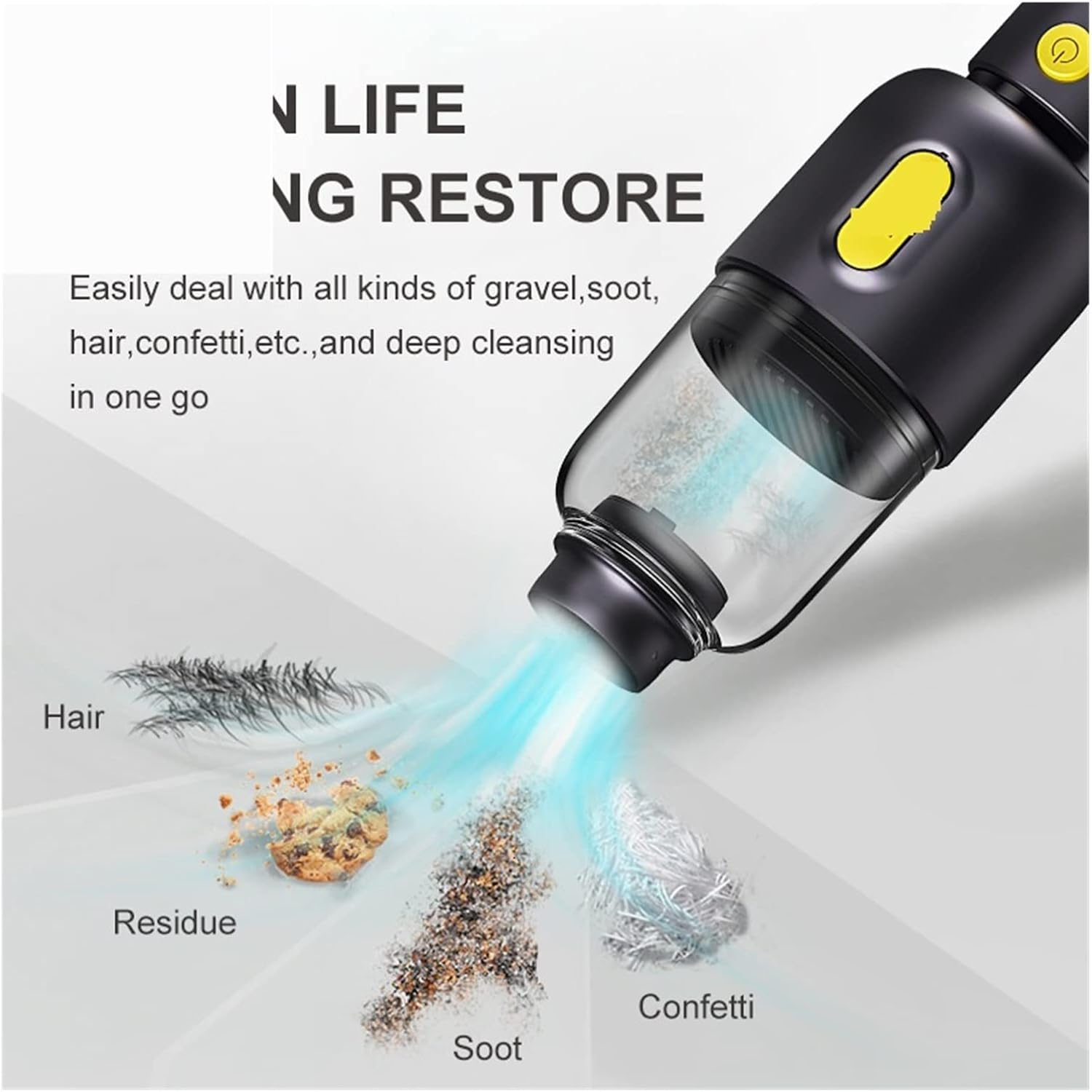 Vacuum Cleaner Car Wireless Charging Car Dry and Wet Mini Convenient Household Handheld (Color : White)