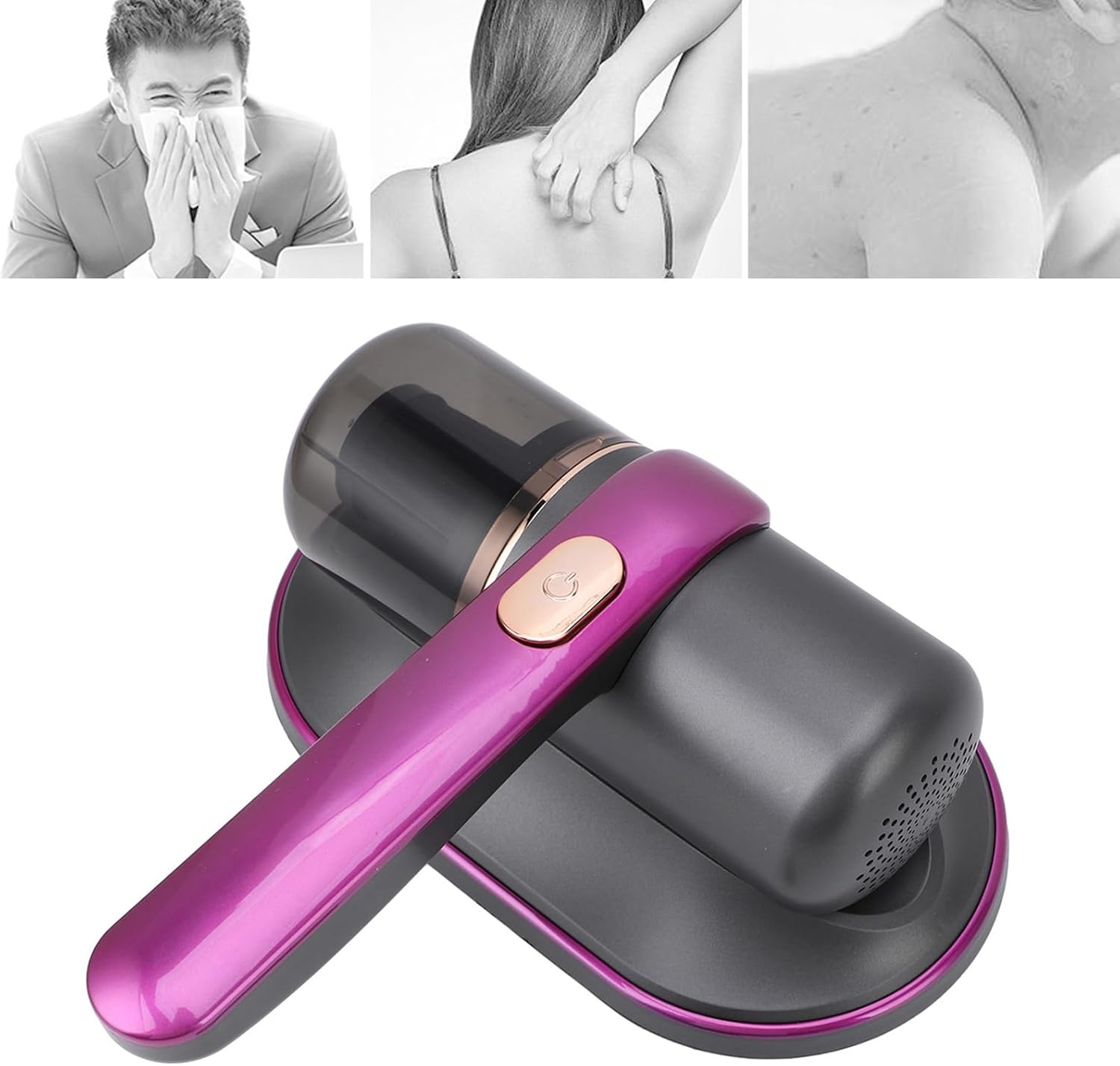 Cordless Vacuum Cleaner 10KPa Suction Low Noise Handheld Bed Vacuum Cleaner with 2Pcs Washable Filters for Mattress Pillows Sofa Carpet