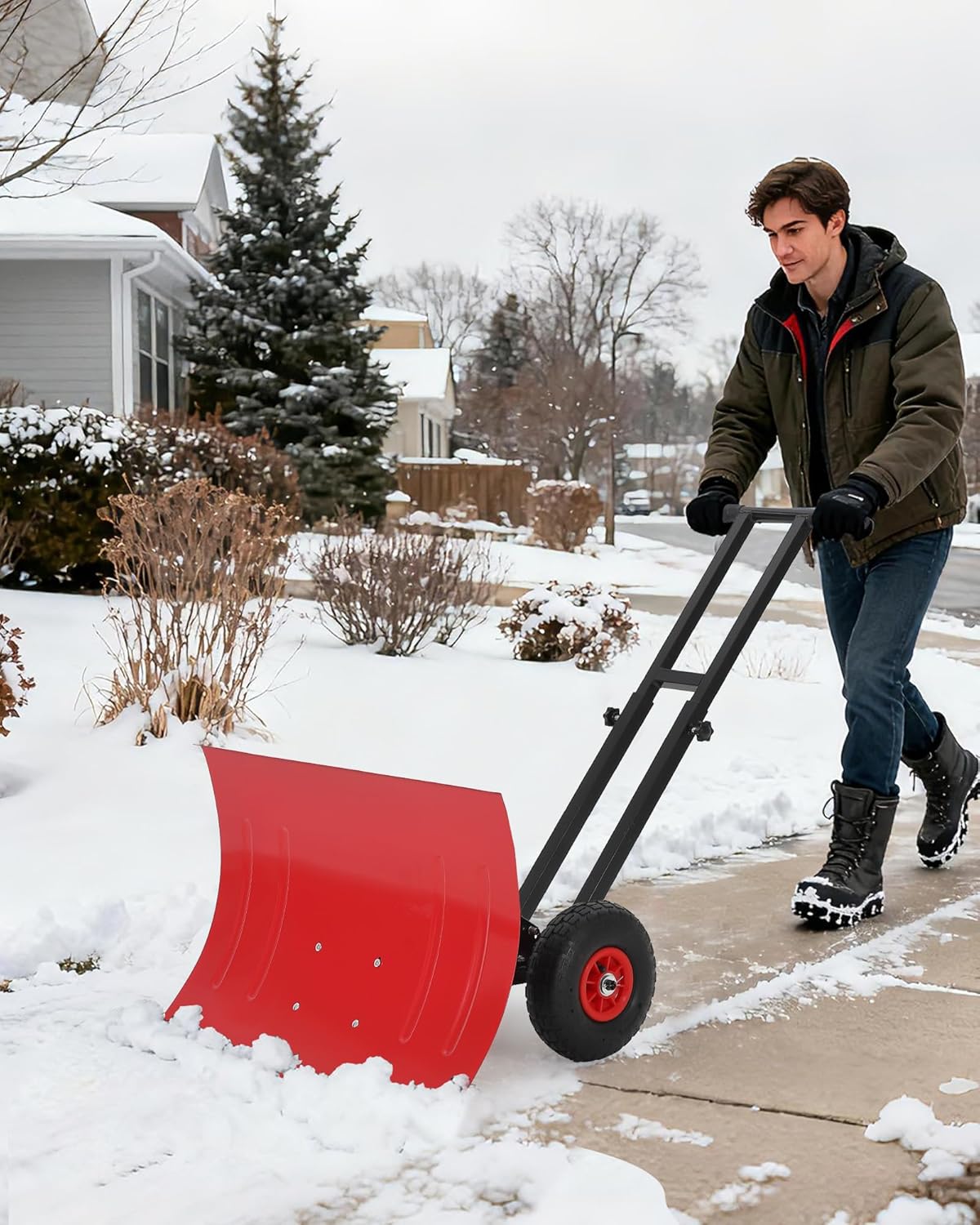 Snow Shovel with Wheels for Driveway, 29