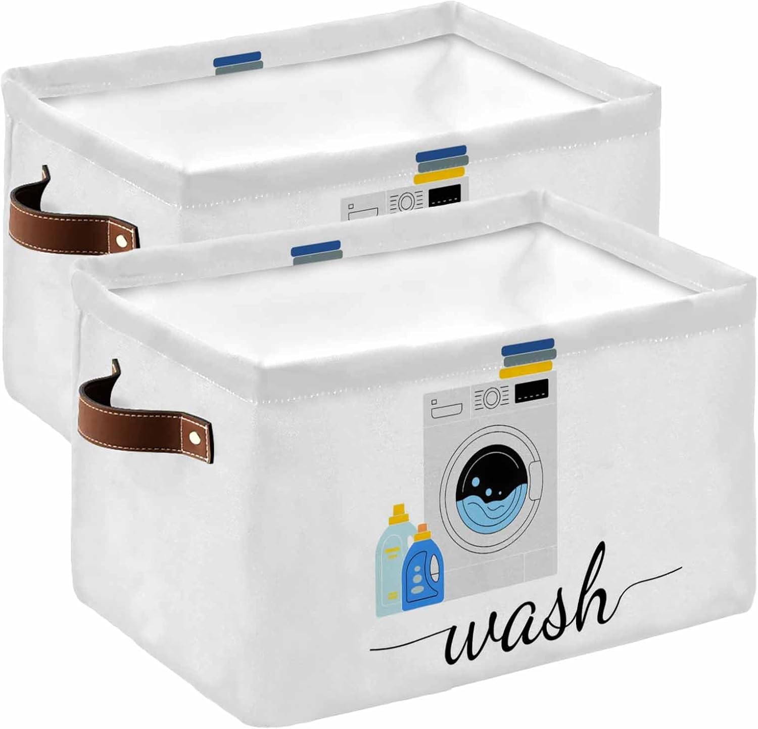 2 Pack Large Storage Baskets Bins Laundry Room Collapsible Storage Box Laundry Organizer for Closet Shelf Nursery Kids Bedroom Washing Machine Wash Daily Activities