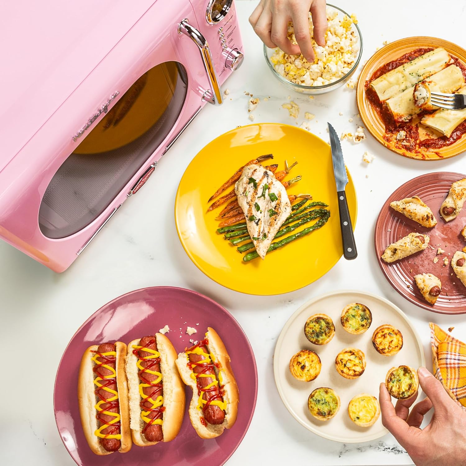 Nostalgia Retro Compact Countertop Microwave Oven - 0.7 Cu. Ft. - 700-Watts & Keurig K- Slim Single Serve K-Cup Pod Coffee Maker, Multistream Technology, Black