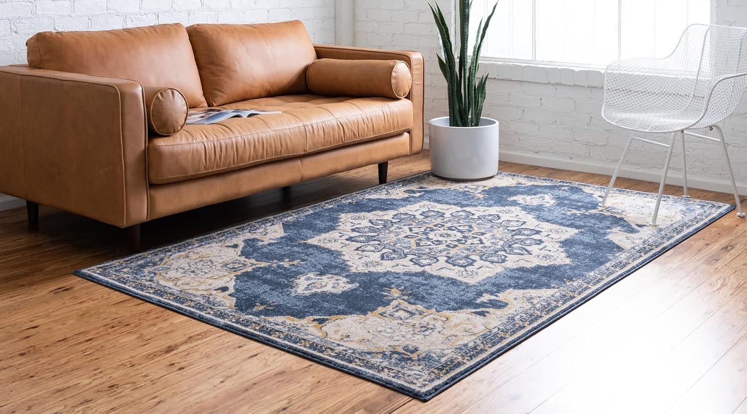 Unique Loom Utopia Collection Traditional Classic Vintage Inspired Area Rug with Warm Hues (9' 0 x 12' 0 Rectangular, Navy Blue/Beige)