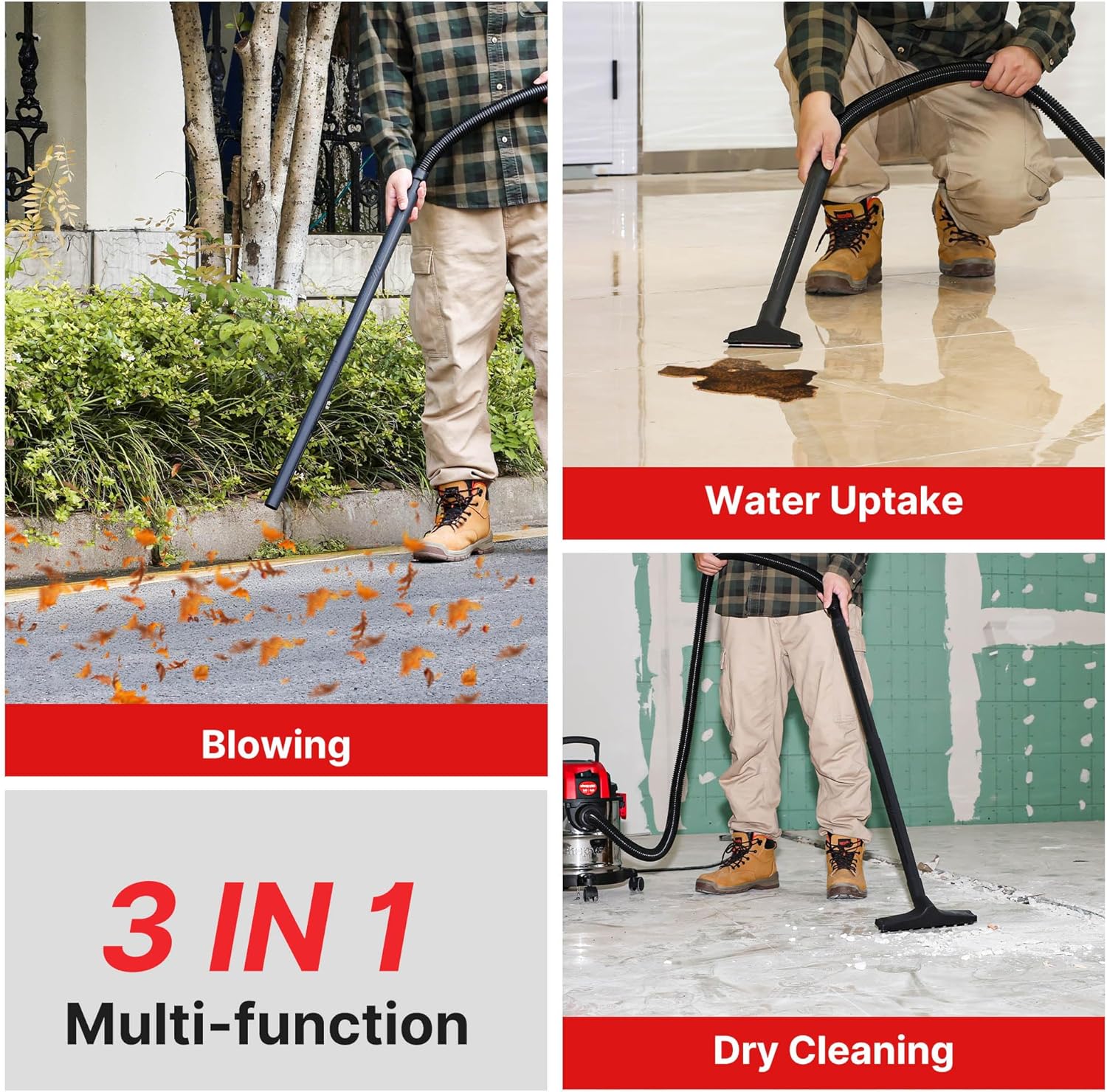 Shop-Vac 3 Gallon 4.0 HP Wet/Dry Vacuum with Blower Function, Stainless Steel Tank, Portable Shop Vacuum with Wheels, Includes Filters, Hose & Accessories, Ideal for Garage and Workshop