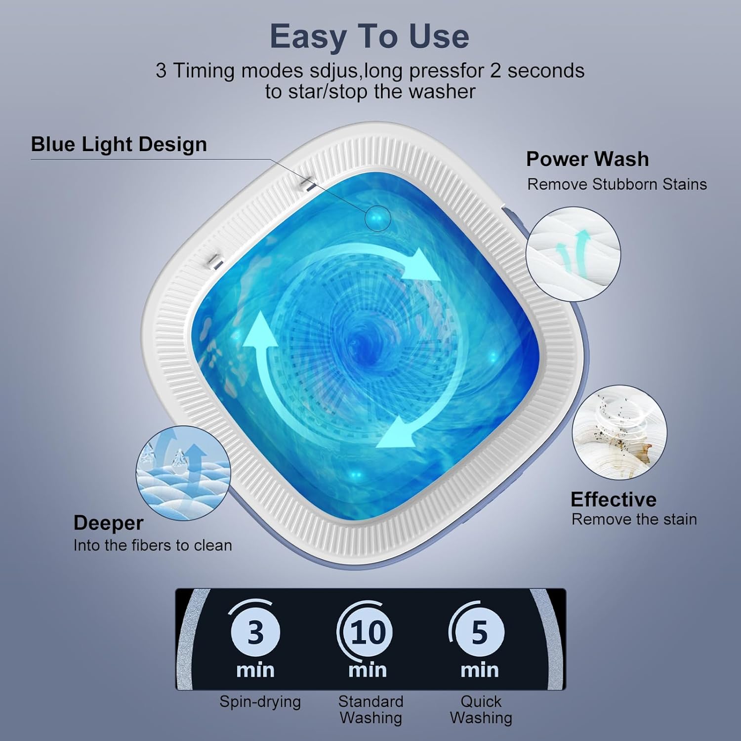 Portable Washing Machine, 12L Upgraded Mini Washing Machine With Spin Basket, Foldable Washer Cleaning for Underwear, Baby Clothes Socks and Small Items, Small Washer for Apartments, Dorm,RV (Purple)