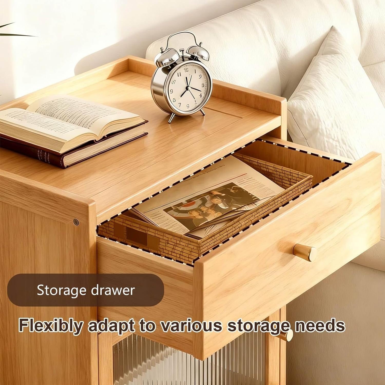 Robot Vacuum Storage Cabinet,Robot Vacuum Stand Cabinet with Adjustable Shelf,Hidden End Side Table for Living Room,Ideal Space Saver for Living Room and Kitchen Use(Natural)