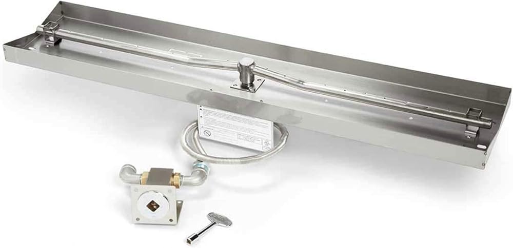 HPC Fire Match Light Gas Fire Pit Kit, 37x8-Inch Pan 36-Inch Burner, Propane for Bulk Tank (TOR-MLFPK37X8-L-FLEX-LP)