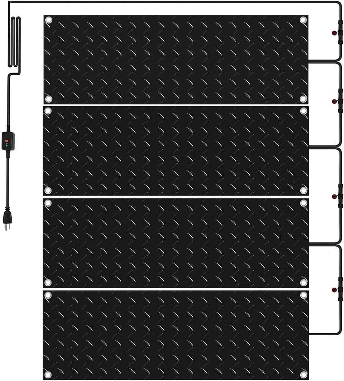 Heated Snow Melting Mats for Entrances, 1/2/3/4/5 Pieces Outdoor Snow Melting Walkway Mats, Anti-Slip Rubber Snow and Ice Heating Mats for Winter Outdoor Stairs, Steps, Doorways, Walkways(4 Pcs,30x120