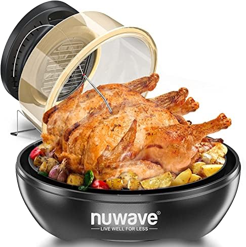 Nuwave Air Fryer Infrared Convection Oven, Cook Fresh or Frozen, No Defrosting or Preheating, 360 Surround Heat, Cooking from 50 to 400 Degrees, 100 Presets, 50 Memory, 360 Food Easy-View, PFAS Free