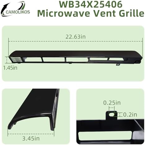 WB34X25406 Microwave Vent Grille Fits for GE WB34X25406 Top Vent Grille Replacement 4465386 AP6040821 PS11774030 EAP11774030 (Black 1PC)