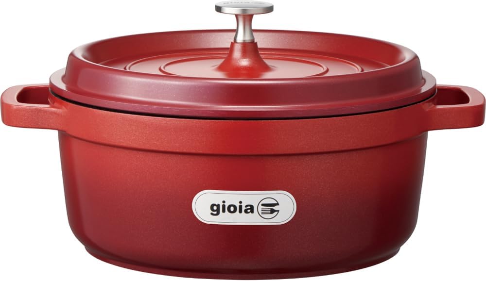 Mannen XC-24RE Casserole, 9.4 inches (24 cm), Double-Handed Pot, Open/Induction/Direct Fire Compatible, Lightweight, Outdoor, Fluorine Coat, Non-Stick Red, Red