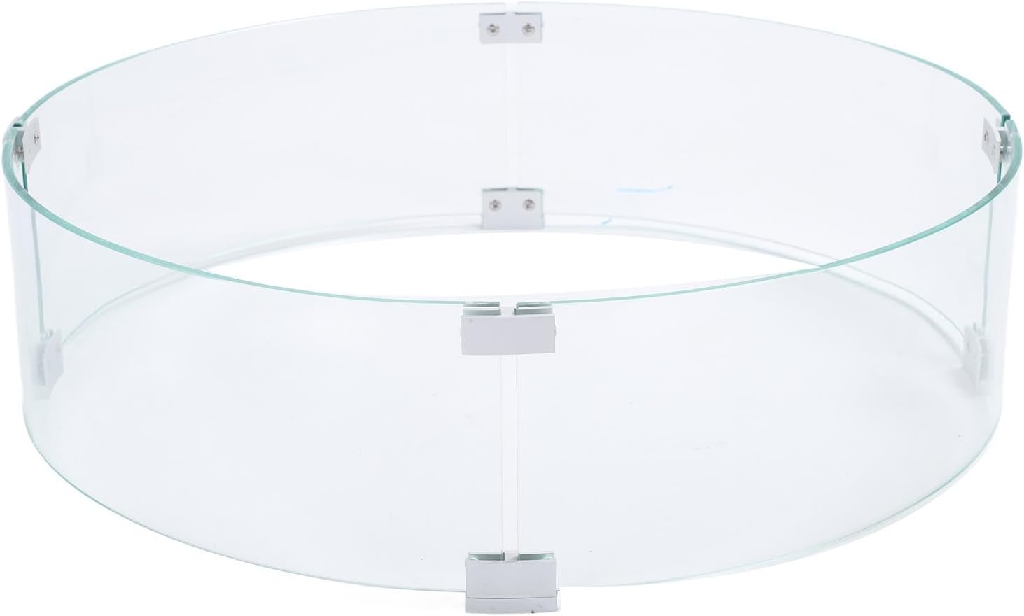 GOTOTOP Fire Pit Guard Round Tempered Glass Flame Windscreen, Clear Round Fire Pit Wind Guard 650mm Diameter 6mm Thickness, 4 Panels with 12 Clips