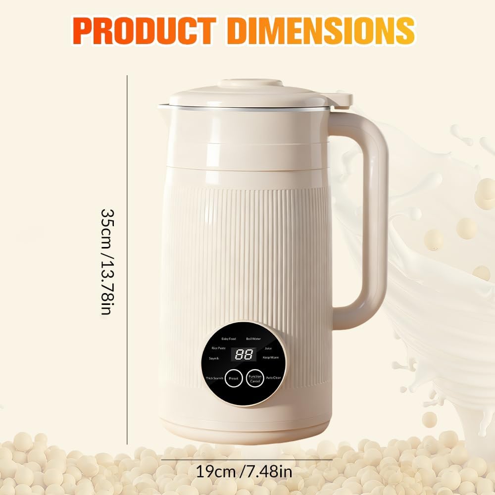 8 in 1 Nut Milk Maker Machine, 50oz Automatic Soy Milk Maker Blender for Homemade Soy, Almond, Oat, Coconut, Plant Based Milks, Milkshake, and Juice with 12H Delay Start/6H Keep Warm/Auto Clean, White